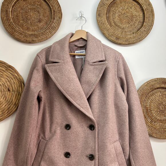 NEW Old Navy Collared Button Pink Soft Peacoat Winter Coat Medium TALL MT - Picture 4 of 8